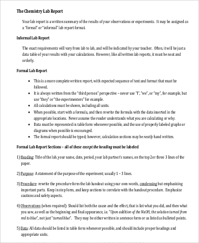 chemistry lab report to download