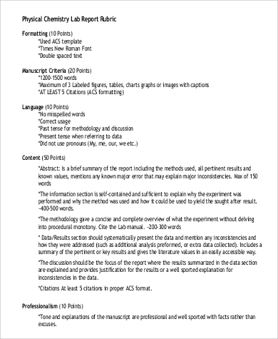 Chemistry Lab Report Format