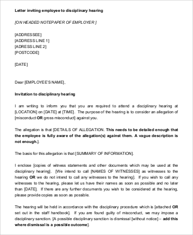 Example Of Disciplinary Letter