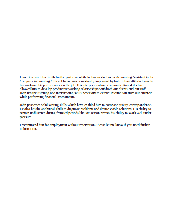 Free 6 Sample Employer Recommendation Letter Templates In Pdf Ms Word