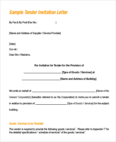 tender invitation letter