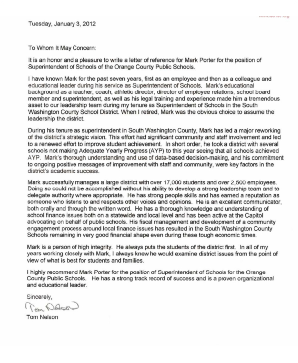 school superintendent recommendation letter1