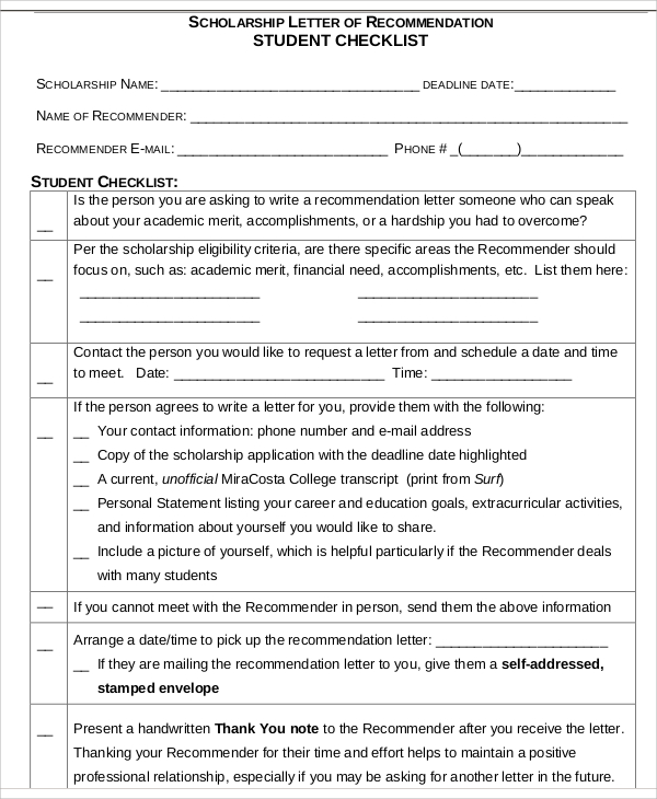 student scholarship recommendation letter