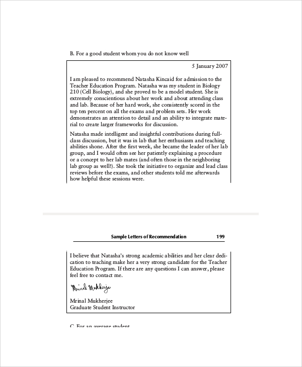 FREE 8+ Sample Student Recommendation Letter Templates in PDF