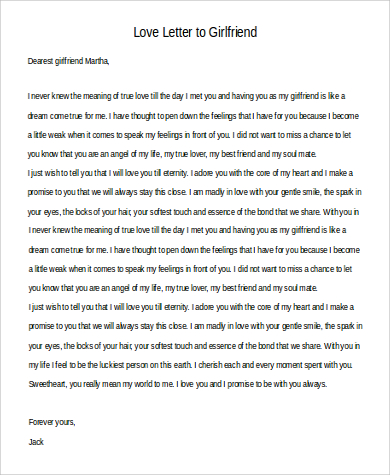 love letter to girlfriend