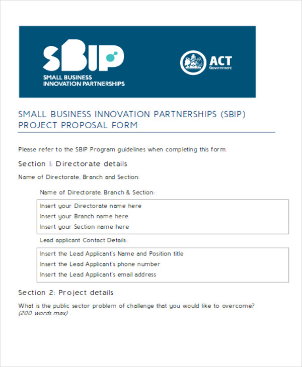 business partnerships project proposal form