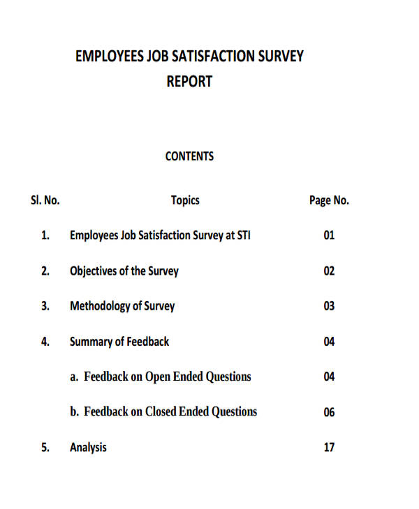 job satisfaction analysis report