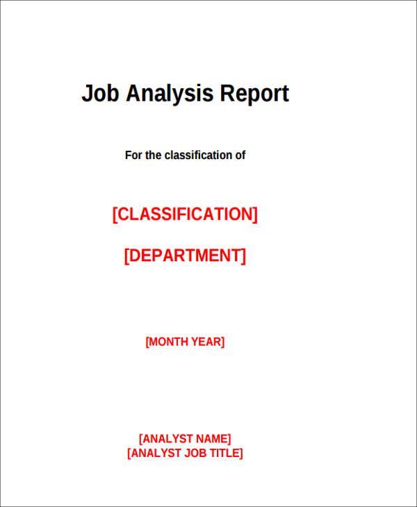 job analysis report sample