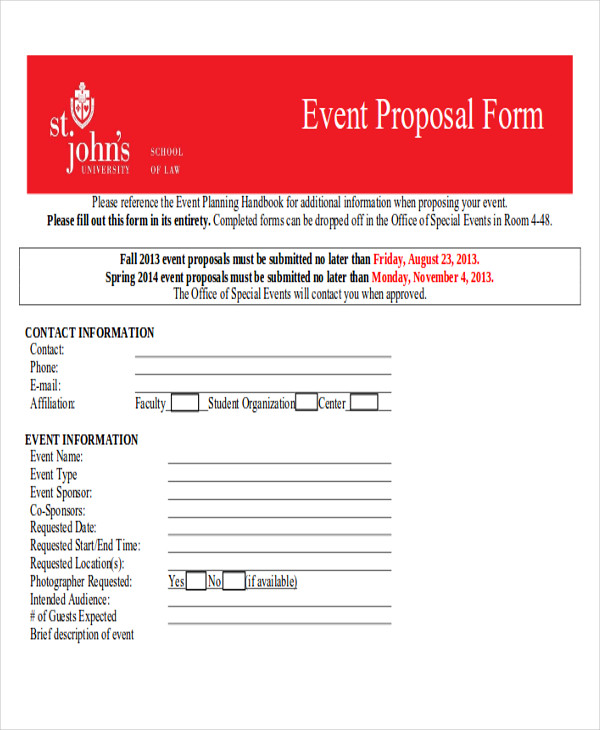 event planning proposal form