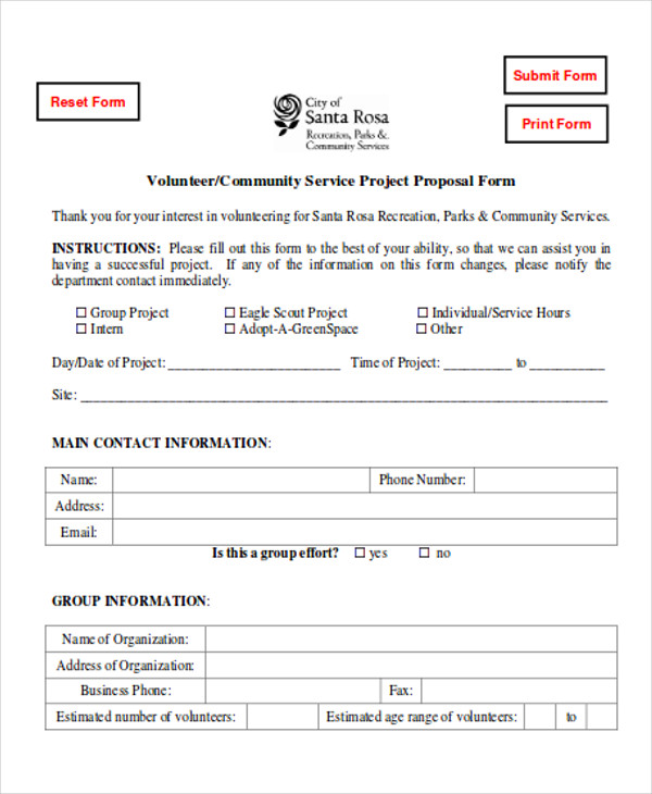 community service proposal form