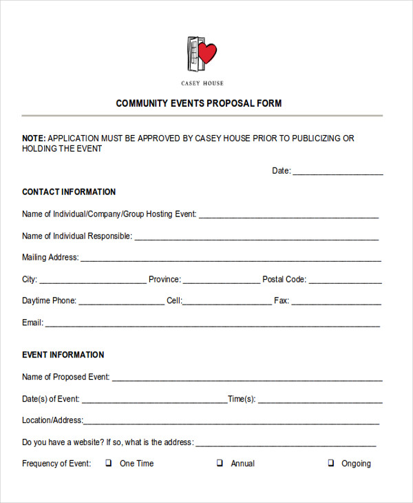 community events proposal form