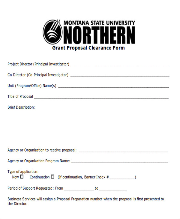 grant proposal clearance form