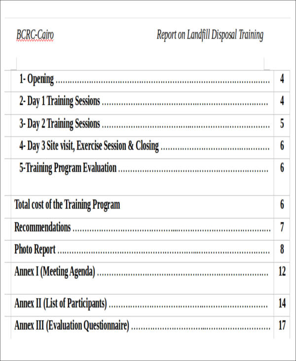 how to write a report on training attended