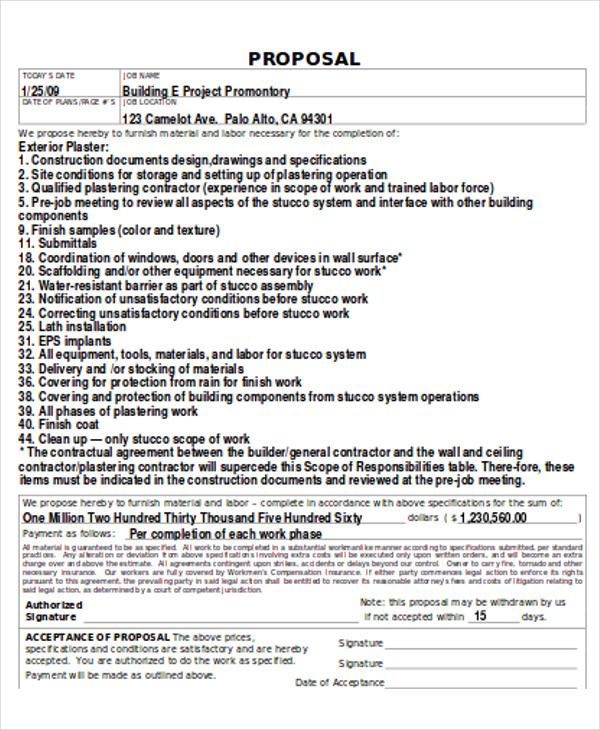 construction proposal acceptance form
