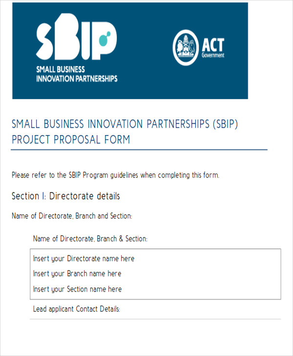 sample business partnerships project proposal form