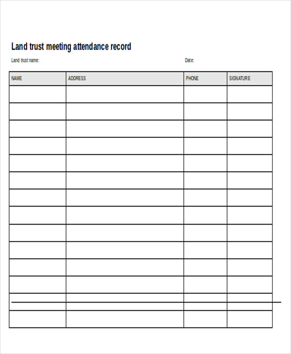 FREE 10 Attendance List Samples In MS Word PDF