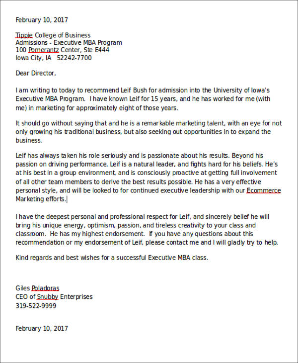 Letter Of Recommendation Personal Reference