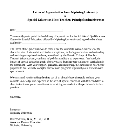 teacher appreciation letter