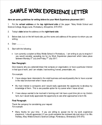work experience letter1