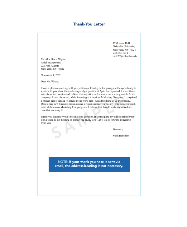 professional business thank you letter