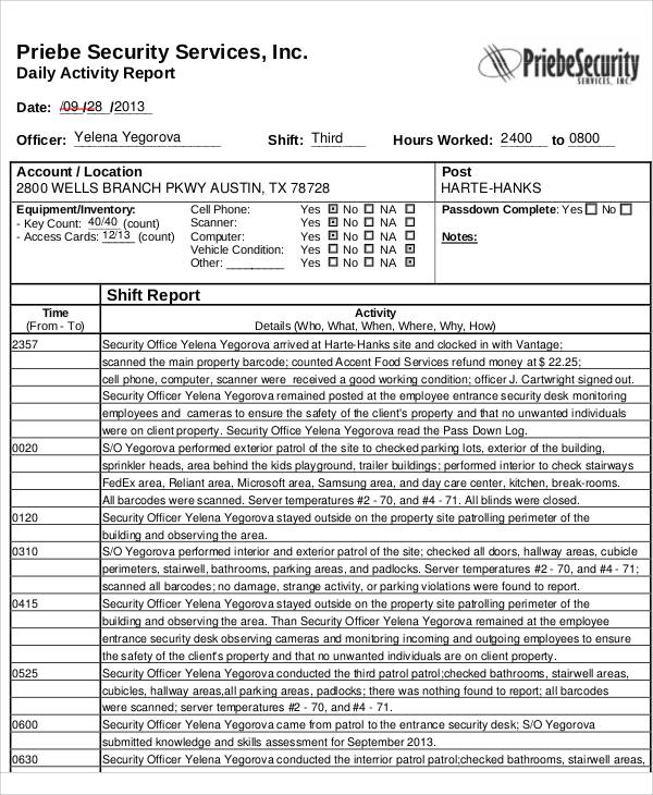 Daily Sales Report Template