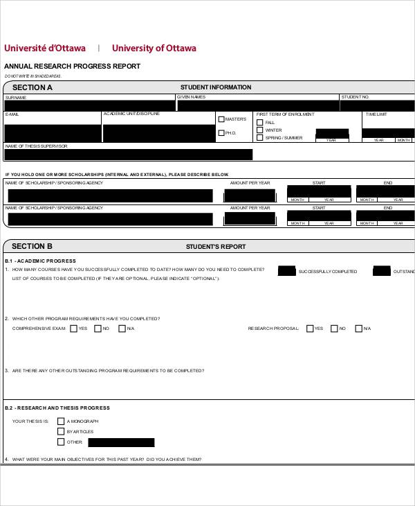 research progress report uottawa