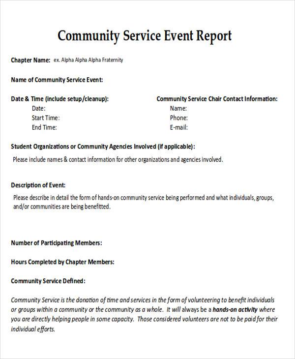 community service report