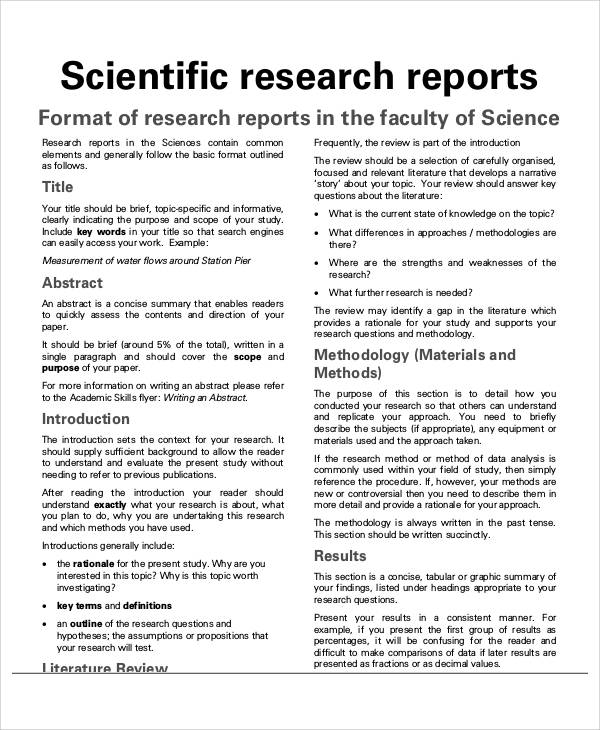 scientific research report