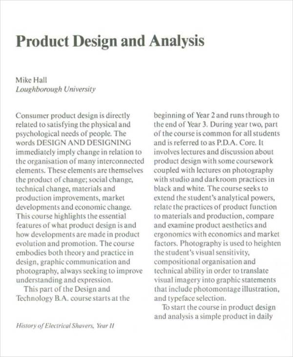 product design analysis report