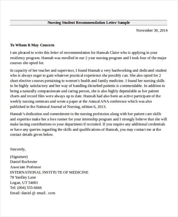 nursing school recommendation letter1