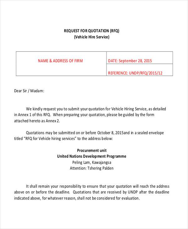 template requesting quote letter Quotation DOC 28 Sample PDF,   Letters