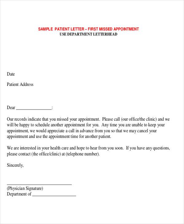 Unable To Reach Patient Letter Template