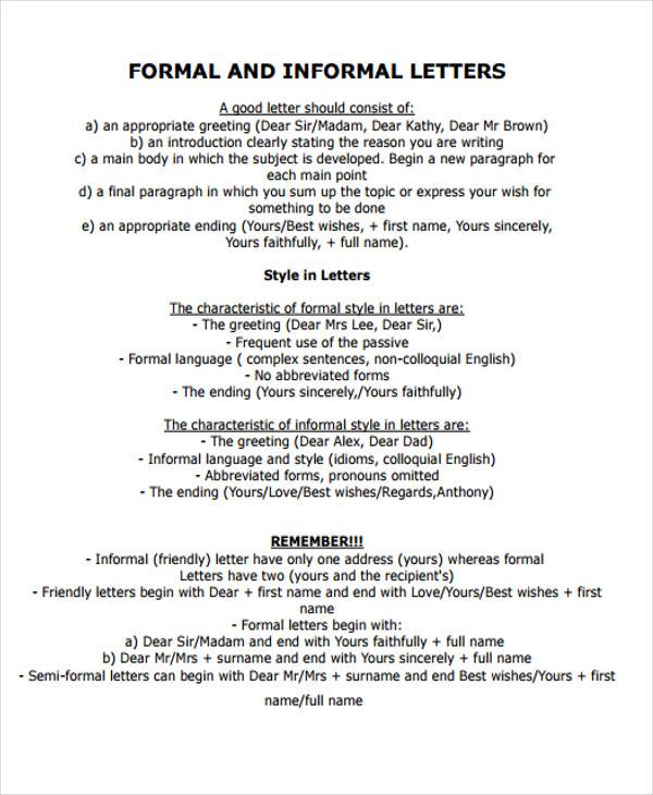 FREE 34+ Sample Formal Letter Formats in PDF | MS Word