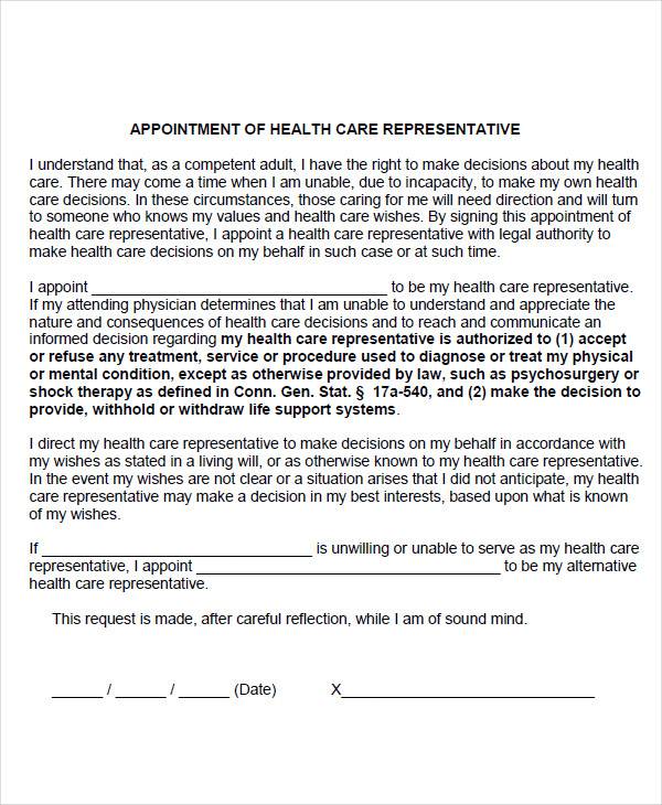 medical representative appointment letter
