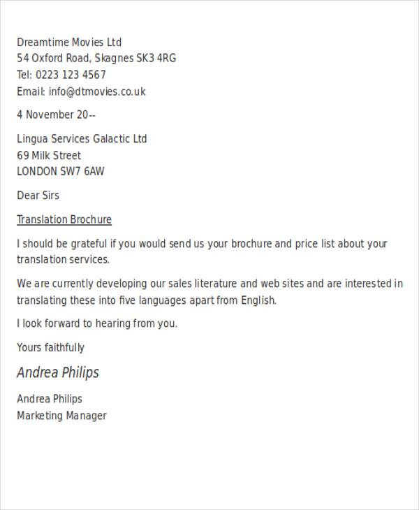 professional business email letter