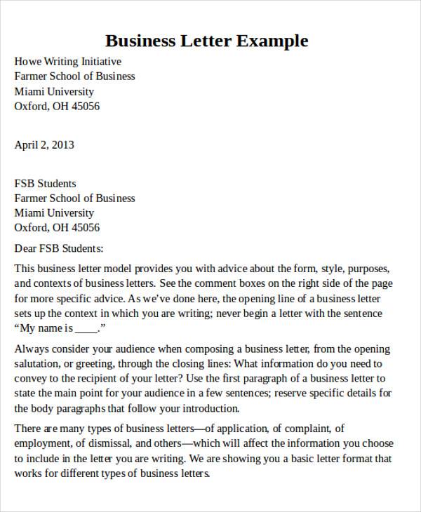 internal company business letter