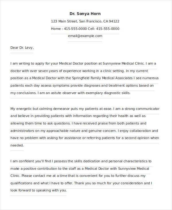 professional medical business letter