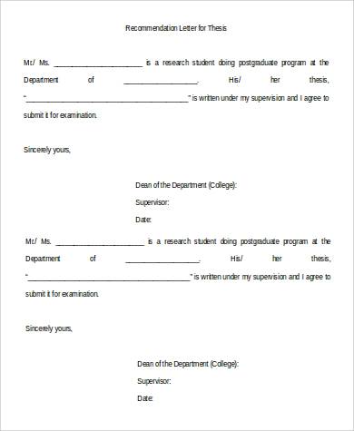 how to write recommendation in a thesis