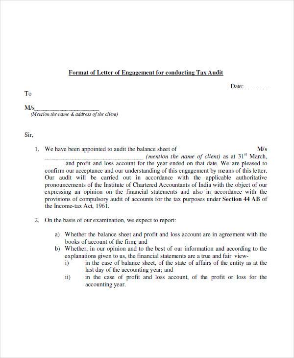 tax auditor appointment letter