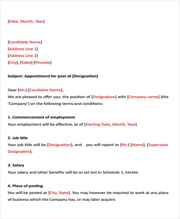 Free 25 Job Letter Templates In Pdf Ms Word
