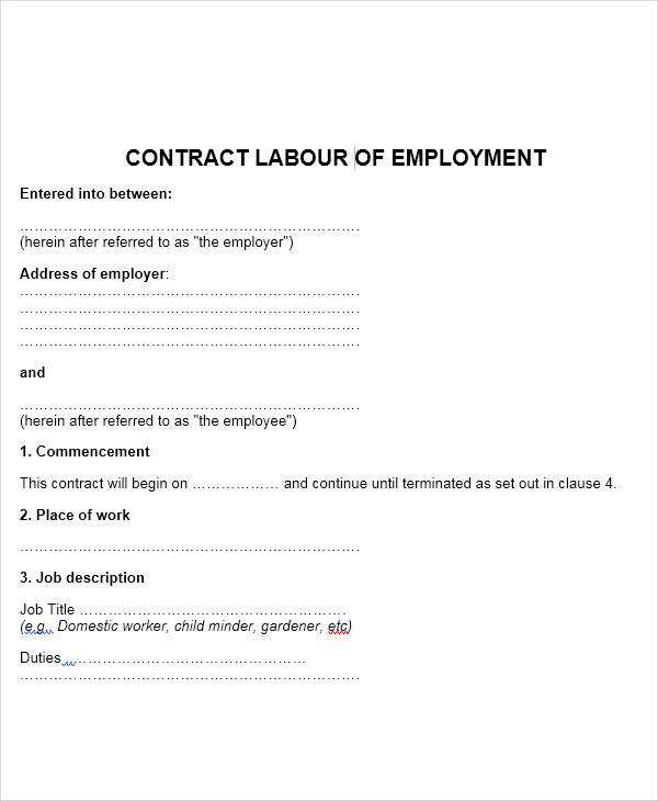 contract labour appointment letter