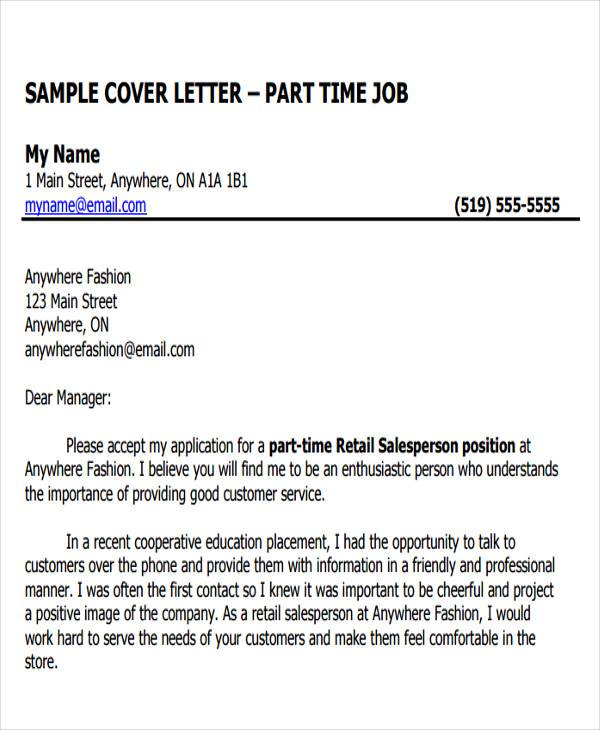 how to write a cover letter for part time job