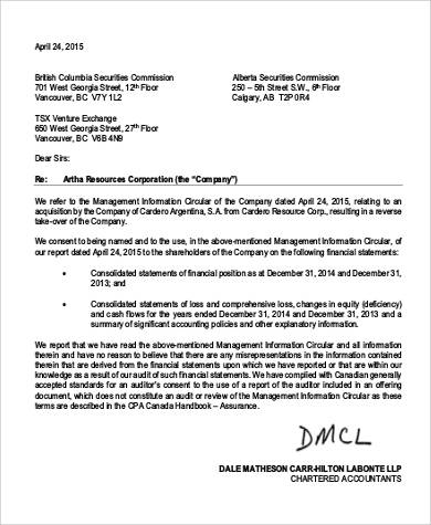 auditor consent letter