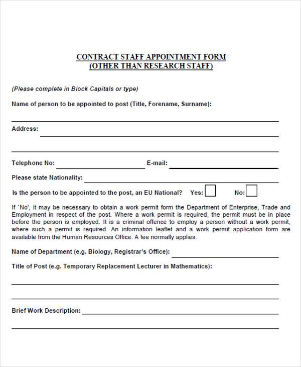 contract staff appointment letters