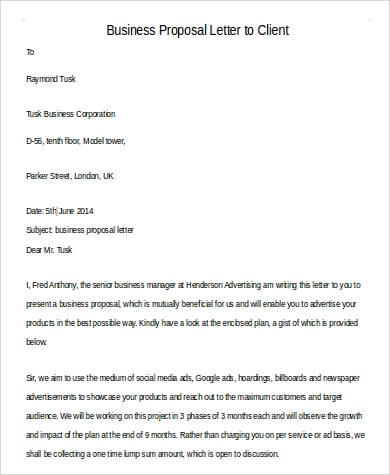 business proposal letter to client