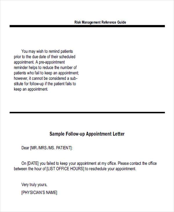 doctor followup appointment letter1