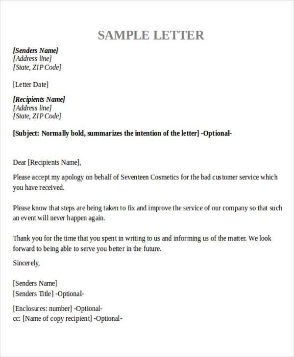 FREE 32 Formal Apology Letter Templates In PDF