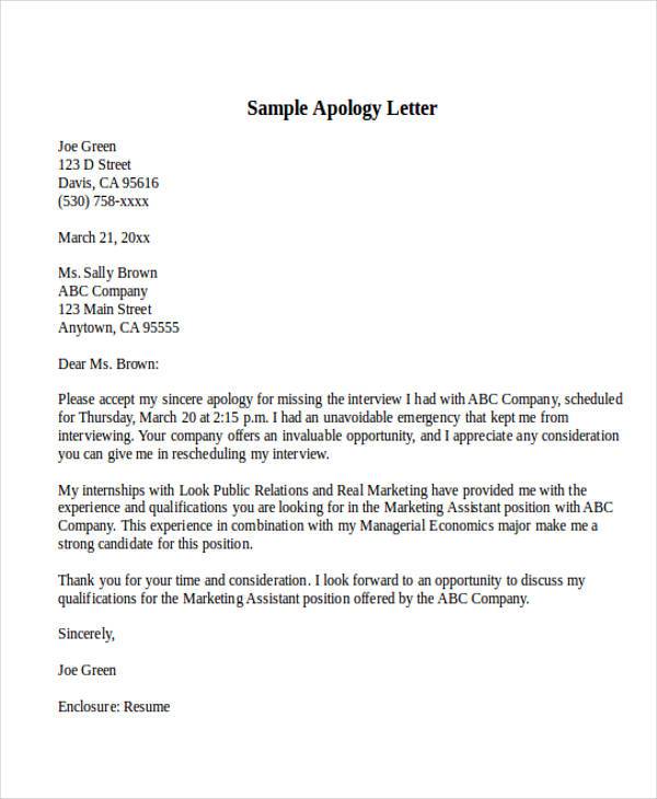 FREE 29 Formal Apology Letter Templates In PDF MS Word