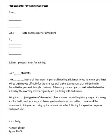 proposal letter for training generator