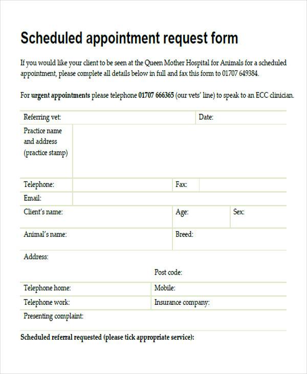client appointment request letter